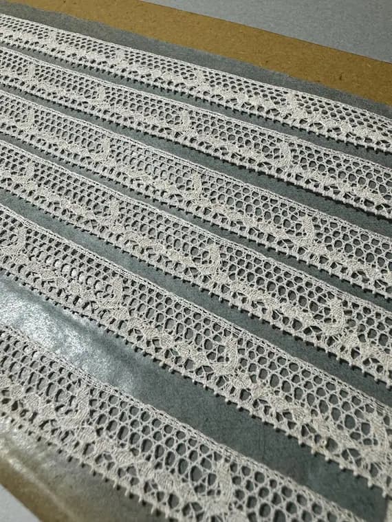 white lace - Antique French Cotton Border Lace Trim White 9/16" wide Made in France