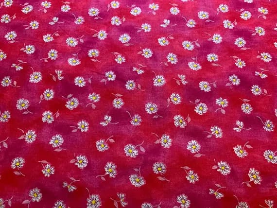 fuchsia cotton fabric - Fuchsia Pink with Daisies Cotton Fabric Vintage 90's OOP