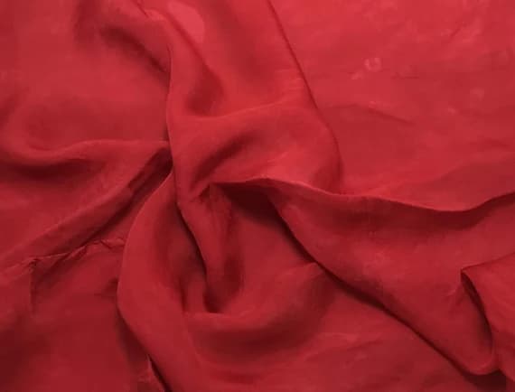 red chiffon fabric - Hand Dyed CHERRY RED Soft Silk Organza Fabric - 54" wide