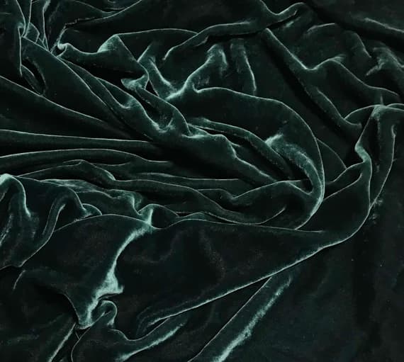 teal velvet fabric - DEEP TEAL GREEN Hand Dyed Silk Velvet Fabric