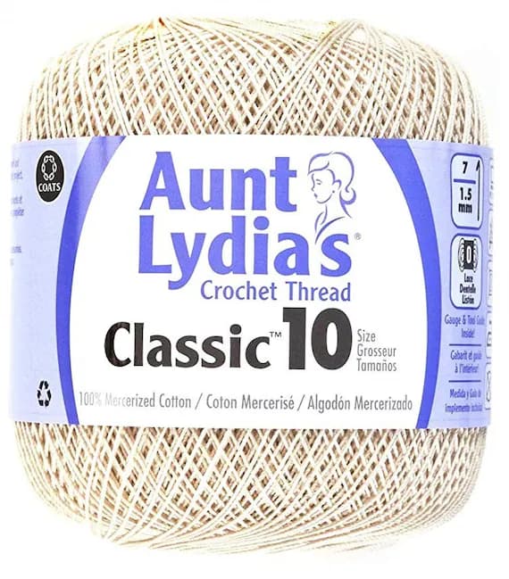 none - Coats Aunt Lydia's Crochet Cotton Thread Classic Size 10; Natural (154-226) 400 Yards