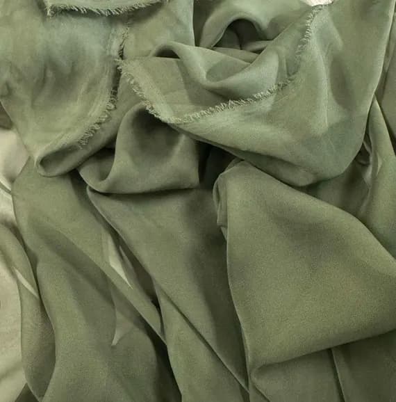 olive chiffon fabric - Olive Green - 8mm Silk Chiffon Fabric