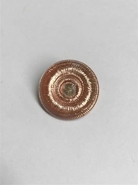copper none - Vintage Glass Button - Mirror Back Iridescent Copper Flower 7/8"