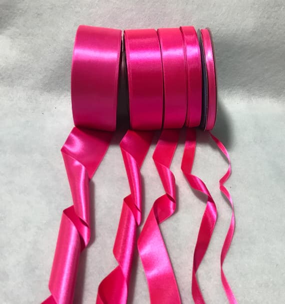 pink none - Neon Pink Double Sided Satin Ribbon - Made in France (6 Widths to choose from)