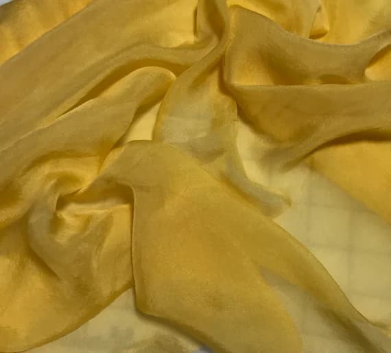 yellow organza fabric - Hand Dyed Golden Yellow - Soft Silk Organza Fabric