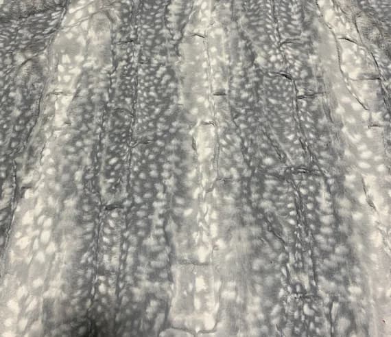 silver fabric - Fawn Silver Gray - Cuddle Minky Faux Deer Fur Fabric
