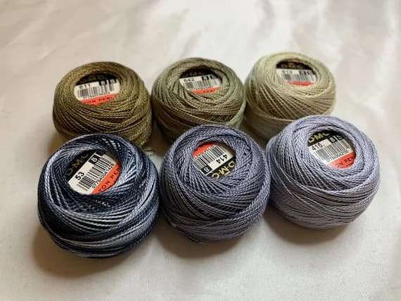 taupe none - lot of 6 DMC 116 8 Perle Cotton Thread Balls; Size 8 new Gray and Taupe #5