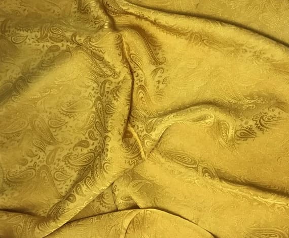 mustard silk fabric - Hand Dyed Honey Mustard PAISLEY - Silk Jacquard Fabric