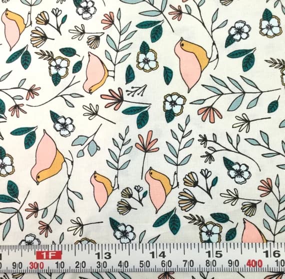 cotton fabric - Lovebirds Celeste - Love Story by Maureen Cracknell for Art Gallery Fabrics - Premium Cotton