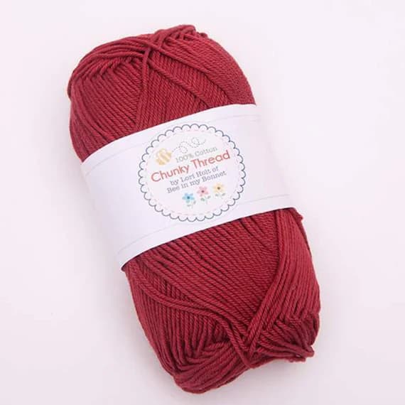 red none - Brick Red Lori Holt Cotton Sport Weight Chunky Thread Yarn