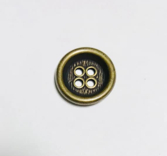 none - Brass 4 Hole Metal Button - 18mm / 5/8 inch - Dill Buttons Brand (Set of 3)
