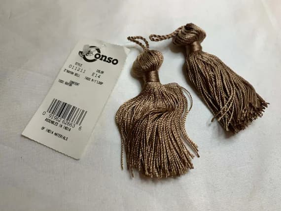 copper none - Light Copper 3" Bell Tassel Fringe Vintage New by Conso Set of 2