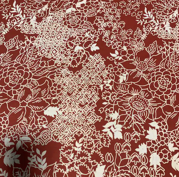 red cotton fabric - Red Floral - Baralla - Banyan Batiks Cotton Fabric