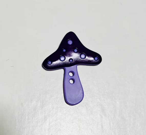 purple none - Purple Mushroom Plastic Button - 25mm / 1" - Dill Buttons Brand
