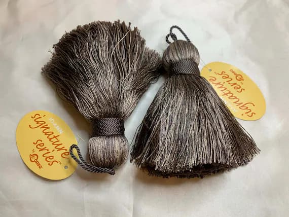 taupe none - Gray Taupe 6" Maxibelle Key Tassel Fringe Vintage New by Conso Set of 2