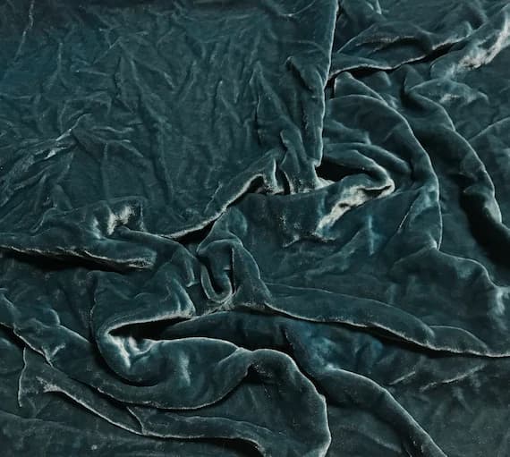 teal velvet fabric - DUSTY TEAL Hand Dyed Silk Velvet Fabric