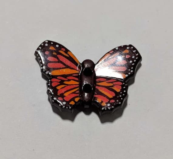 none - Monarch Butterfly Plastic Button - 28mm / 1-1/8" - Dill Buttons set of 2