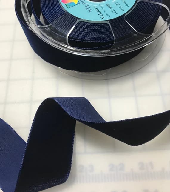 navy none - 1.25 yards NAVY BLUE French Velvet Ribbon (1 1/2" wide)
