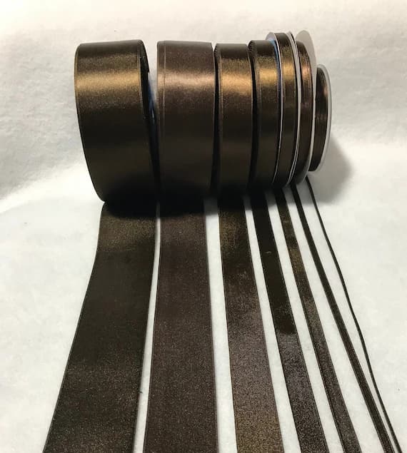 brown none - Chocolate Brown Double Sided Satin Ribbon - Made in France (7 Widths to choose from)
