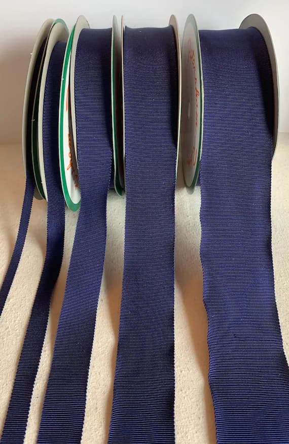 navy none - Navy Blue 100% Rayon Petersham Ribbon (5 Widths to choose from)