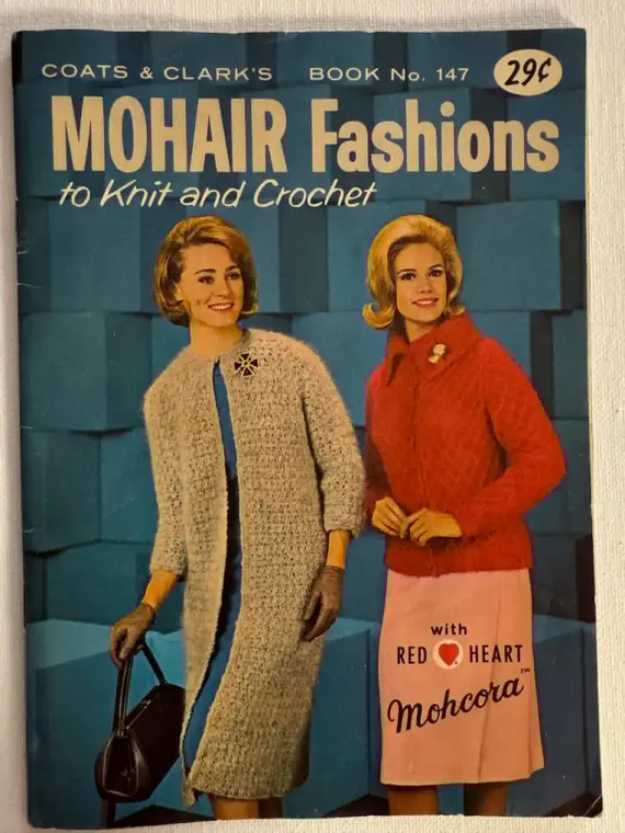 none - Coats & Clark's Mohair Fashions to Knit and Crochet leaflet patterns book vintage book 147