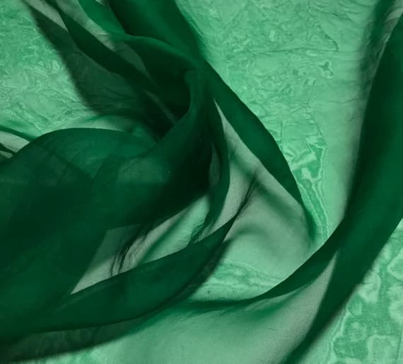 emerald organza fabric - Hand Dyed EMERALD GREEN - Silk Organza Fabric