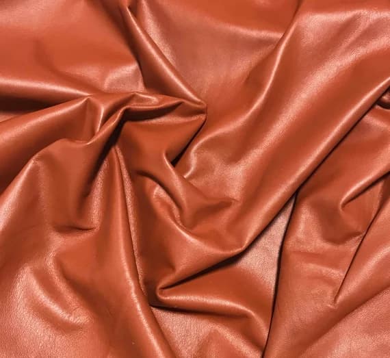 leather - TERRA COTTA Supple Lambskin Leather Hide - 1 Square Foot