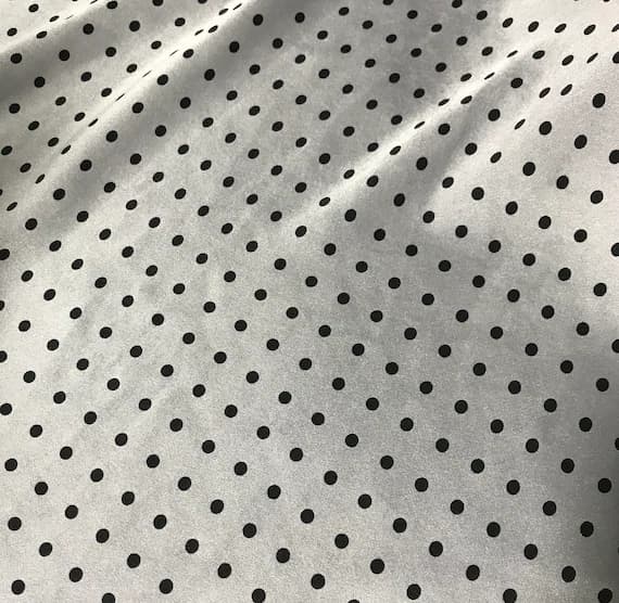 silver charmeuse fabric - Hand Dyed Silk CHARMEUSE Fabric Silver & Black Small Polka Dots