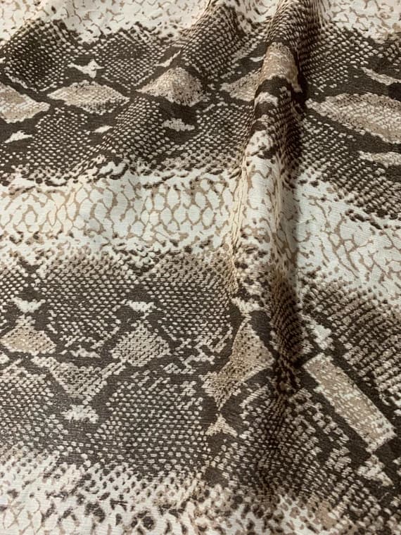 brown chiffon fabric - Brown Snakeskin - Crinkle Silk Chiffon Fabric