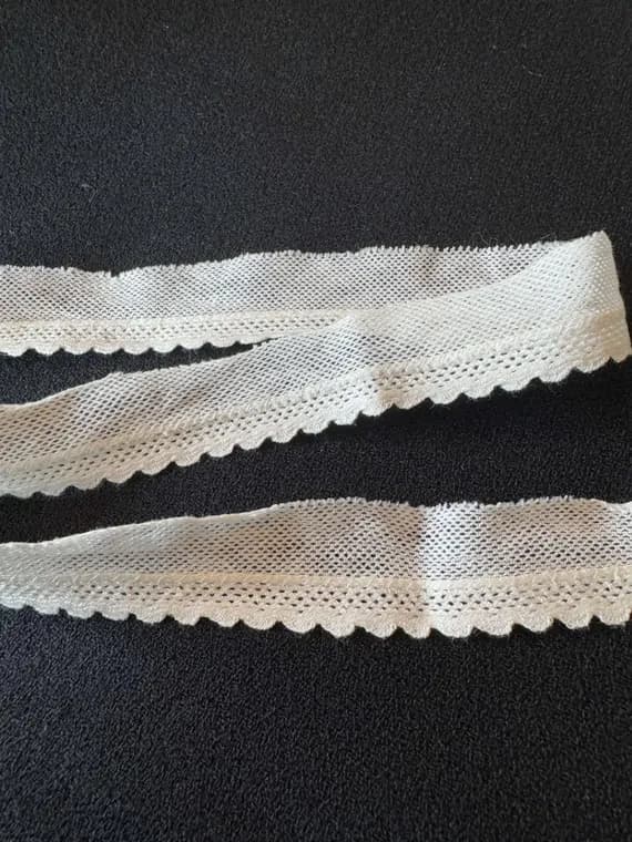 white lace - Vintage White Cotton Fishnet Border Lace Trim 7/8" wide x 1 Yard