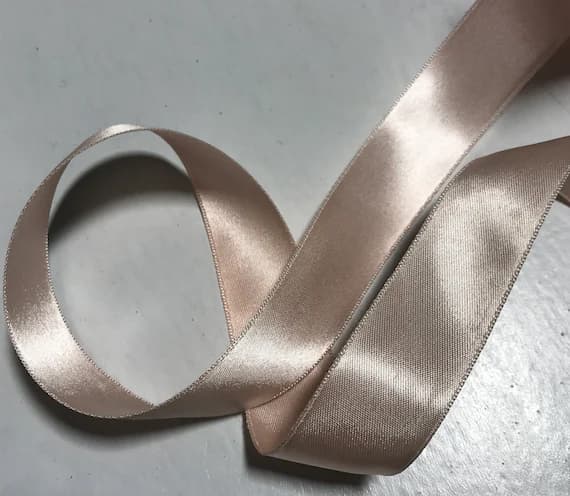 peach none - Peach 7/8" Vintage Grayblock Double Faced Satin Ribbon
