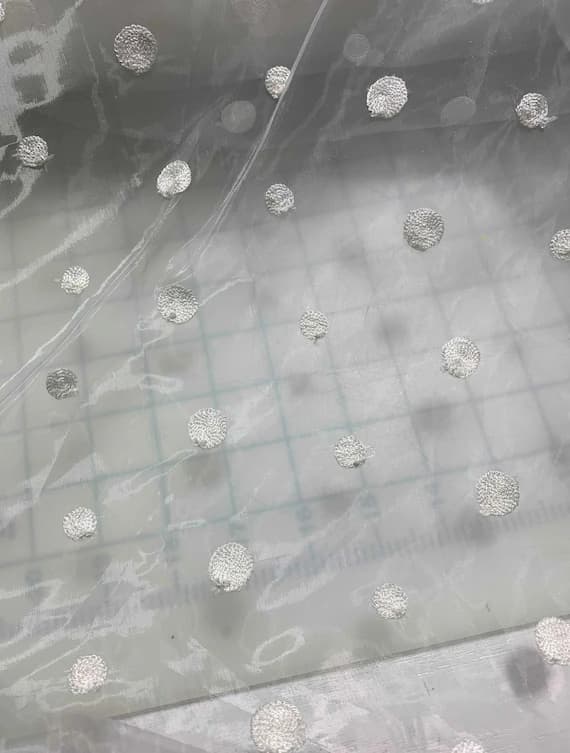 white lace - White Polka Dots Embroidered Organza Fabric