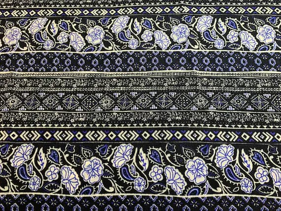 crepe fabric - Crepe de Chine Fabric - Southwest Floral Stripe - 1/2 Yard x 54"