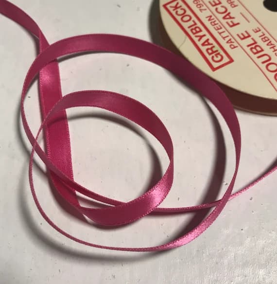 pink none - Azalea Pink 3/8" Vintage Grayblock Double Faced Satin Ribbon x 2yd 16"
