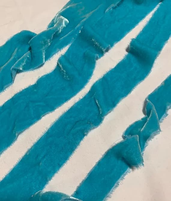 aqua none - Hand Dyed AQUA Silk Velvet Ribbon ( 4 Widths to choose from)