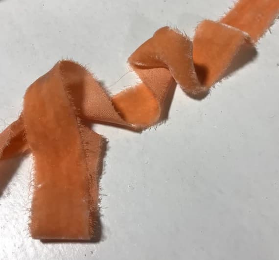 orange none - Hand Dyed Persimmon Orange Silk Velvet Ribbon ( 4 Widths to choose from)