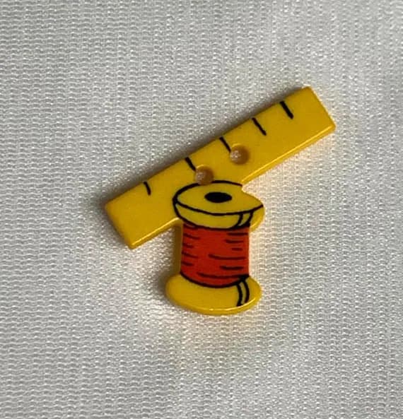 none - Spool of Thread & Ruler Plastic Button -1" - Dill Buttons Brand - Set of 2