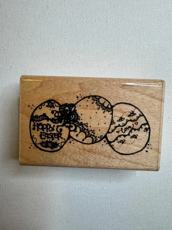 none - 1.75"x2.75" Easter Egg Border Wood Mounted Rubber Stamp (J221) By D.O.T.S
