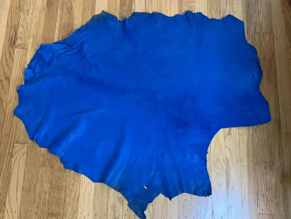 sapphire leather - Sapphire Blue Lambskin Leather Whole Hide 6 Square Feet