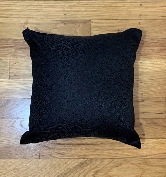 black brocade fabric - Silk Brocade Pillow Cover - Black Scroll Flourish - Handmade