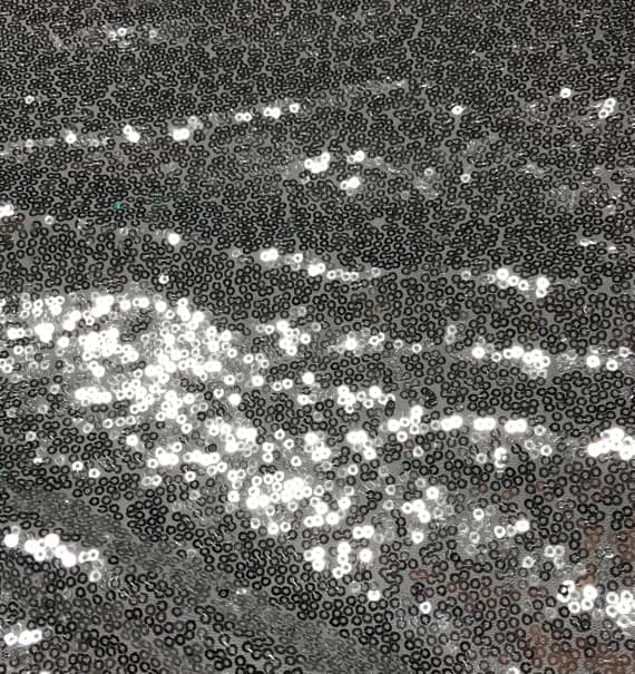 silver sequin - Silver on White - Sequin Spangle Sewn on Mesh Fabric