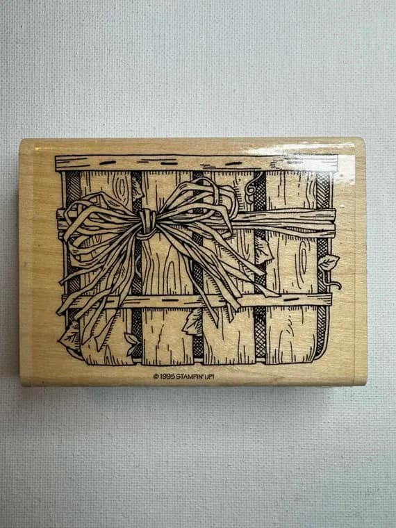 none - 2.75"x3.75" 1995 Wicker Basket Wood Mounted Rubber Stamp. By Stampin' Up!