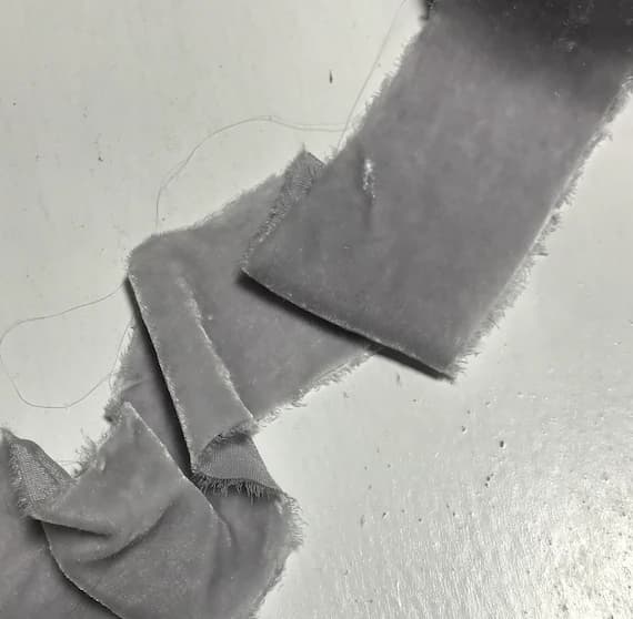 silver none - Hand Dyed Silver Gray Silk Velvet Ribbon ( 4 Widths to choose from)