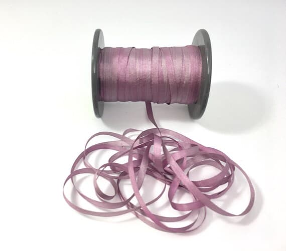 lilac none - Hand Dyed Dusty Lilac #29 Pure Silk Embroidery Ribbon 4mm 1/8" wide Japan -3 yards-