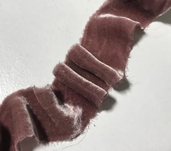 none - Hand Dyed Dusty Mauve Silk Velvet Ribbon ( 4 Widths to choose from)