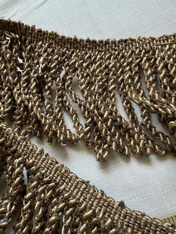 none - Vintage 6" Jewel 6" Bullion Tassel Fringe Caramel with Boucle -by the yard-