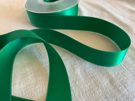 emerald none - Emerald Green Swiss Satin Double Face Ribbon - 1" wide - 5 Yards - Made in Switzerland