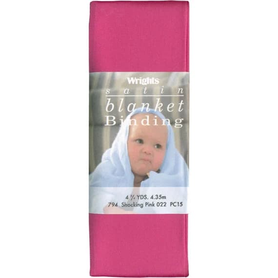 pink satin fabric - Shocking Pink Wrights Single Fold Satin Blanket Binding; 2 by 4-3/4-Yard