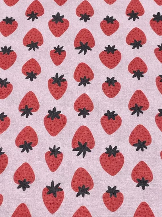 red cotton fabric - Fruity Strawberries Light Pink/Red - Paintbrush Studio Cotton Fabric