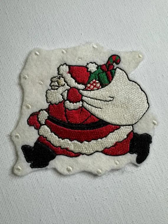 fabric - Vintage Santa Claus with Gifts Christmas Embroidered Applique